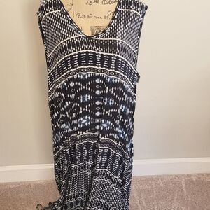 Lane Bryant mixed print dress with drawstring hem